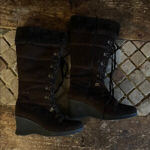 UNIONBAY Dark Brown Winter Wedge Boots